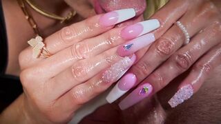 Playful Date Night Ends in Long French Nails Stroking and Sucking his dick till he explodes Cum - 10 image