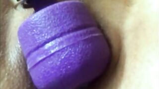 Beautiful wet cunt with big lips gets an orgasm from a vibrator and squirts wildly on camera close-up - 14 image
