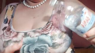 Lotion play boobs and both holes fuck - 2 image