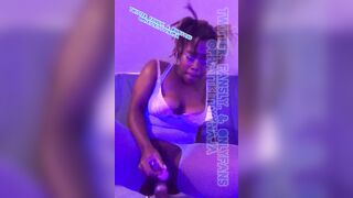 Twerking Black ebony girl masturbating with huge big black dildo on fuck machine until she squirt - 12 image