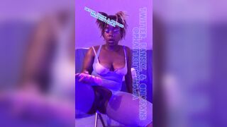 Twerking Black ebony girl masturbating with huge big black dildo on fuck machine until she squirt - 14 image