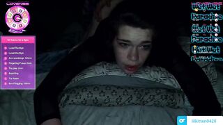 Lil kitten playing with herself.