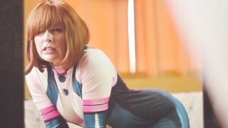 My hero Academia: Ochako Uraraka tries don't cum while sex machine fucks her pussy and asshole until creampie - Cosplay Anal Spooky Boogie - 10 image