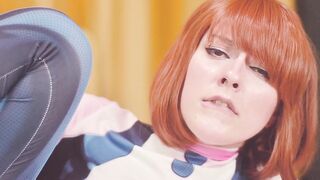 My hero Academia: Ochako Uraraka tries don't cum while sex machine fucks her pussy and asshole until creampie - Cosplay Anal Spooky Boogie - 15 image