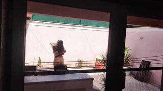wetting stepmother with water hose for her to take her clothes off - 3 image