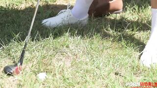 Sex in air while playing golf. brutal fucking and crying while taking big dick into her pussy - 2 image