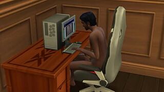 Indian Stepson masturbating in front of computer | StepMom catches him and fuck with her stepson - 1 image