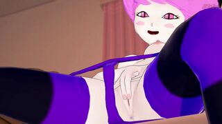 Jinx rubs and fingers her tight pussy - Teen Titans Hentai. - 4 image