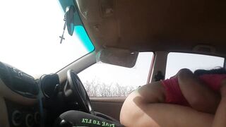 Outdoor sex coupes fucking hard in Car parked close to nature  on hill top - 12 image