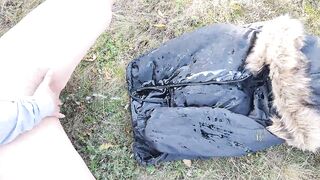 Busty MILF's jacket wet with squirt and cum covered - 13 image