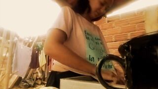 Brittany touches her pussy in the laundry room - 7 image