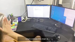 My boss spies on me at work! I masturbate until I squirt my desk! - 2 image