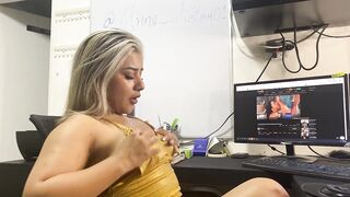 My boss spies on me at work! I masturbate until I squirt my desk! - 6 image