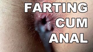 FARTING CUM ANAL. SQUIRTING HAIRY ANAL ORGASM. FART ASSHOLE CLOSE UP CREAMPIE. - 1 image