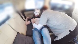 A married woman squirts while being cunniled by an adulterous man in a car after work. - 2 image