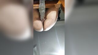 sexywifedd fucks her juicy pussy and ass with dildos on a mirror then gets a huge facial