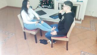 Hot teacher masturbates her student in private lessons