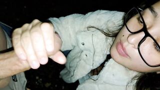 Stepsister gives a blowjob while taking a walk in the woods outdoor - 15 image