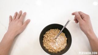 Sexy Boobs Mom allow to step son to pressing boobs as milk throwing and sucking her pussy. - 6 image