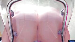 Squirting Creamy Orgasm by Vibrator on a glass chair - 10 image