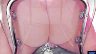 Squirting Creamy Orgasm by Vibrator on a glass chair - 13 image
