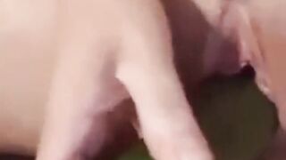 Amateur working her succulent pussy with cucumber - 6 image
