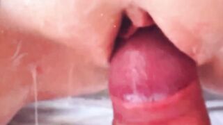 In the tight wet pussy the cock feels very hard.