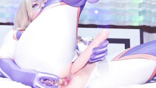 Horny Mount Lady tore her herosuit to make her pussy cum squirt after double penetration with dildos - MHA Anime Cosplay Spooky Boogie - 13 image