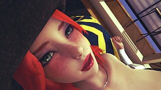 Miss Fortune (League of legends) gets fingering and cunnilingus to a squirting orgasm from oral caress - 3d porn animation kpop - 1 image