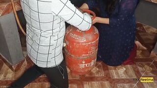 2023 new year, solved the problem of thirsty sister-in-law's pussy along with gas cylinder, fucked in the kitchen - 2 image