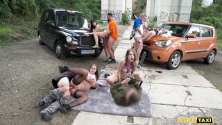 Fake Taxi - hard rough outdoor Orgy with Eden Ivy, Rebecca Volpetti, Lady Gang and Jennifer Mendez with blowjobs, squirting orgasms and hot fucking - 5 image