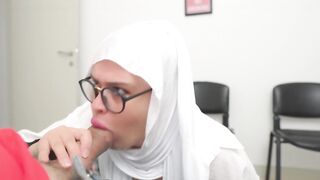 SHE IS SURPRISED ! Hijab girl caught me jerking off in Doctor's waiting room