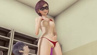 Helen Parr (The Incredibles) cunnilingus for her shaved pussy after hard workday to orgasm and squirt on my face - 1 image