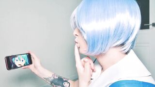 Rei Ayanami loves to make her clit cum and pussy squirt with fuck machine and vibrator after classes - 2 image