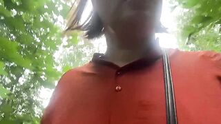 RISKY OUTDOOR SQUIRTING ORGASM IN FOREST. PUBLIC FLASHING SAGGY TITS. HAIRY PUSSY FLASH AMATEUR MILF - 15 image