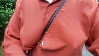 RISKY OUTDOOR SQUIRTING ORGASM IN FOREST. PUBLIC FLASHING SAGGY TITS. HAIRY PUSSY FLASH AMATEUR MILF - 2 image