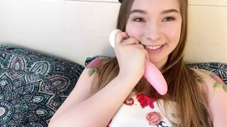 cute girl jerks off a tight pussy and cums - 1 image