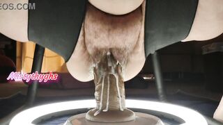 Bbw MISTYTHYGHS riding a Big thick brown Dildo with her CREAMY hairy CUNT - 10 image