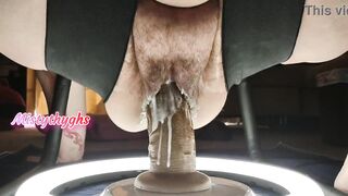 Bbw MISTYTHYGHS riding a Big thick brown Dildo with her CREAMY hairy CUNT - 7 image