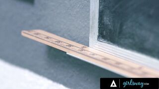 GIRLSWAY - Lola Fae Helps Her Angry Teacher Katie Morgan Double Penetrating Her Bestie With Strapons - 3 image