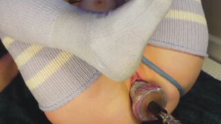 Showing my feet close-up while screaming in pain in the bdsm clamps - 13 image