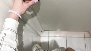 Inexperienced naughty teen big squirt in public toilet - 2 image