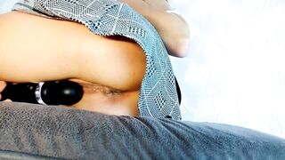 ( BIG SQUIRT )skinny girl riding pillow and vibrator and masturbate wet pussy - 14 image