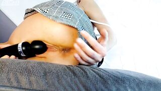 ( BIG SQUIRT )skinny girl riding pillow and vibrator and masturbate wet pussy - 15 image