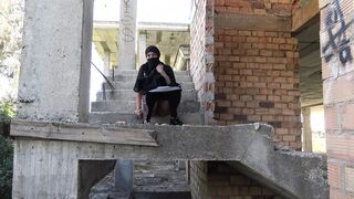 Horny muslim woman masturbating outdoor in public - 1 image