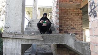 Horny muslim woman masturbating outdoor in public - 4 image