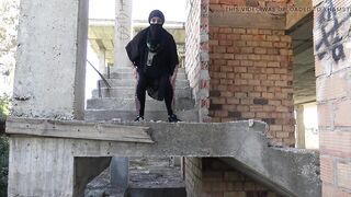 Horny muslim woman masturbating outdoor in public