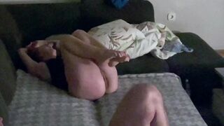 I'm horny so there's a quicky and she cums all over the couch - 1 image