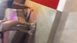 wife showing off her lingerie and high heels, waiting for the eater to arrive, cuckold husband recording everything! - 12 image