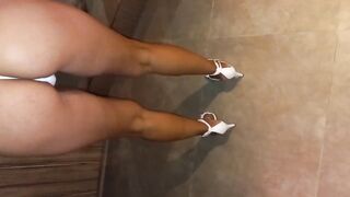 wife showing off her lingerie and high heels, waiting for the eater to arrive, cuckold husband recording everything! - 14 image